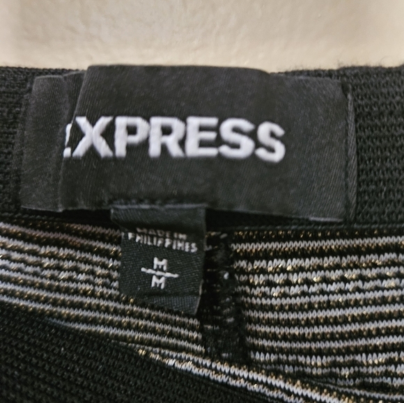 Express Women's Size M Pencil Skirt Gold Metalic Thread Stripes Cotton Blend - Picture 3 of 4